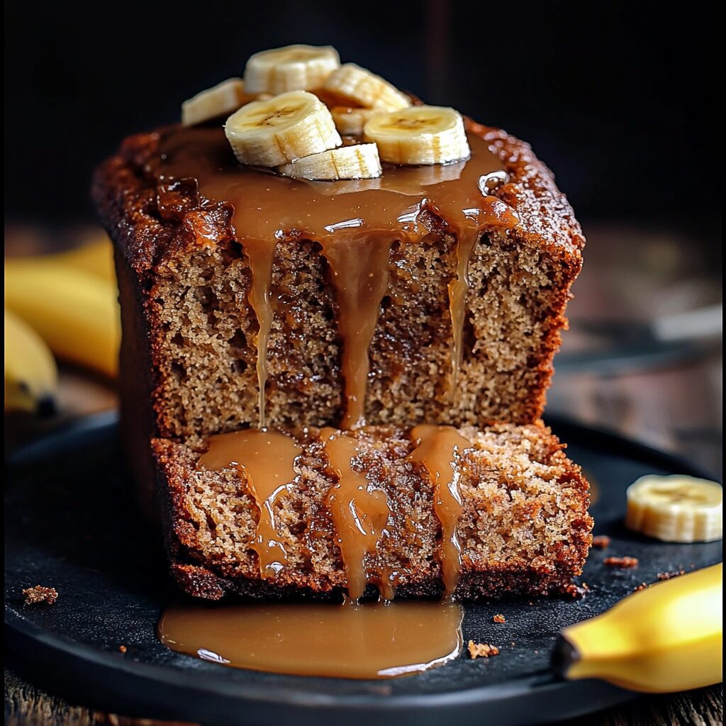 Decadent Banana Bread with Salted Caramel Glaze