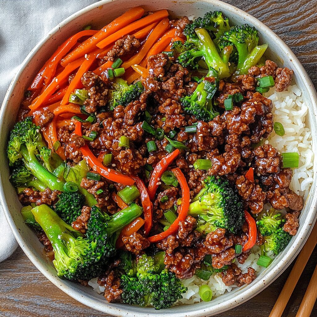 Teriyaki Ground Beef Stir Fry Bowls