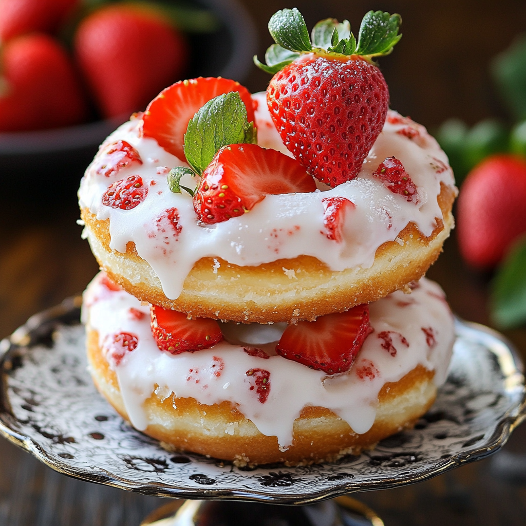 Baked Strawberry Shortcake Donuts