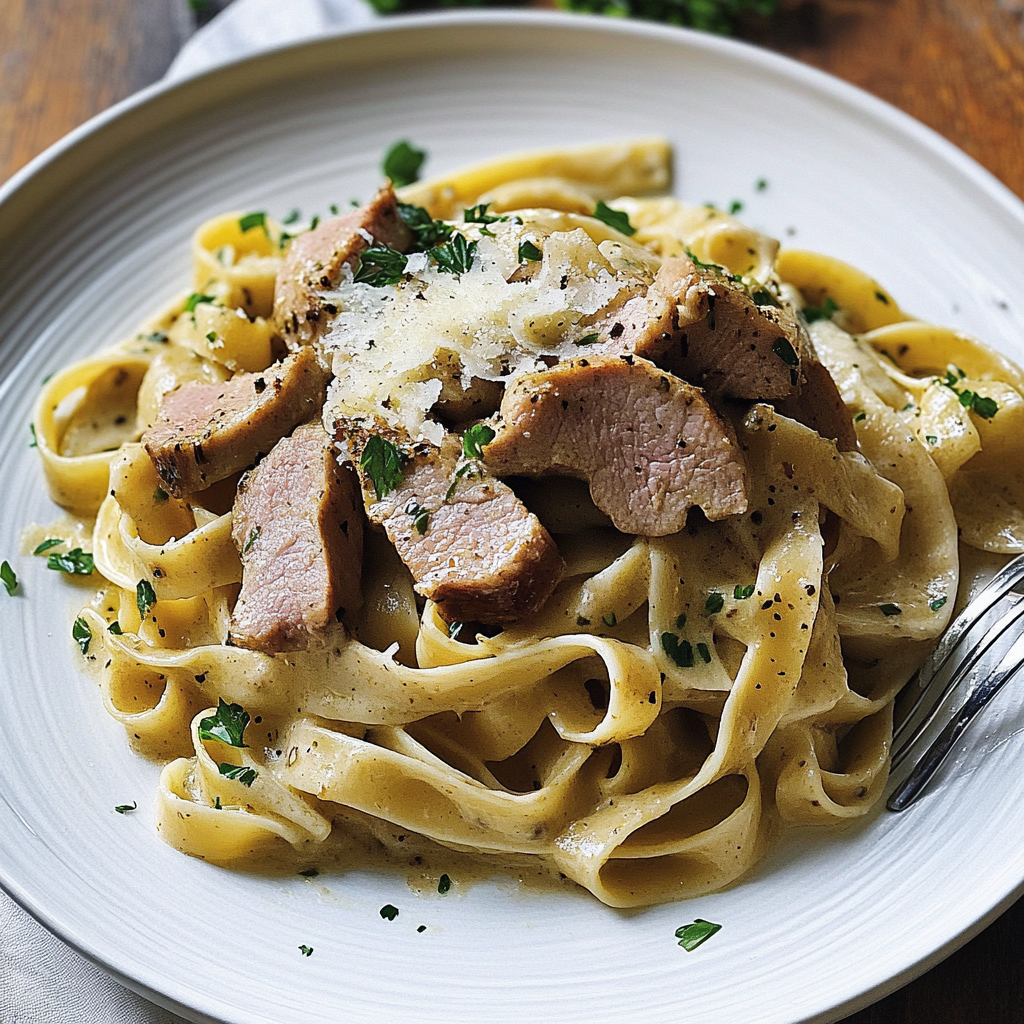 Creamy Pork Tagliatelle
