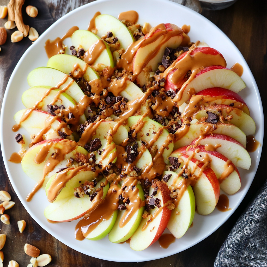 Apple Nachos with Peanut Butter Drizzle
