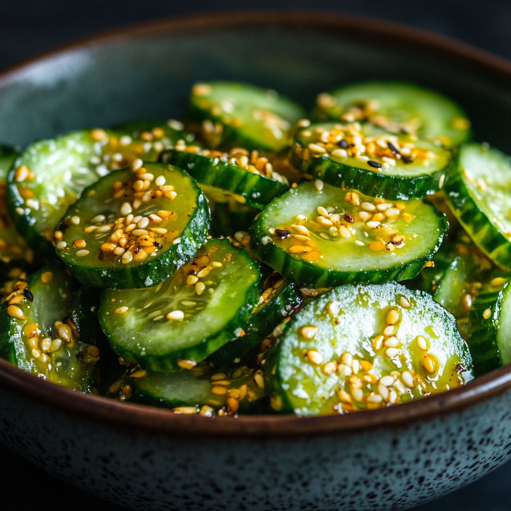 Sesame Cucumber Salad with Mustard Seeds