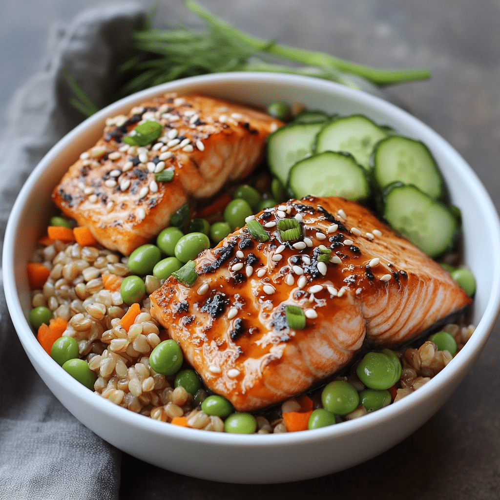 Miso Salmon and Farro Bowl