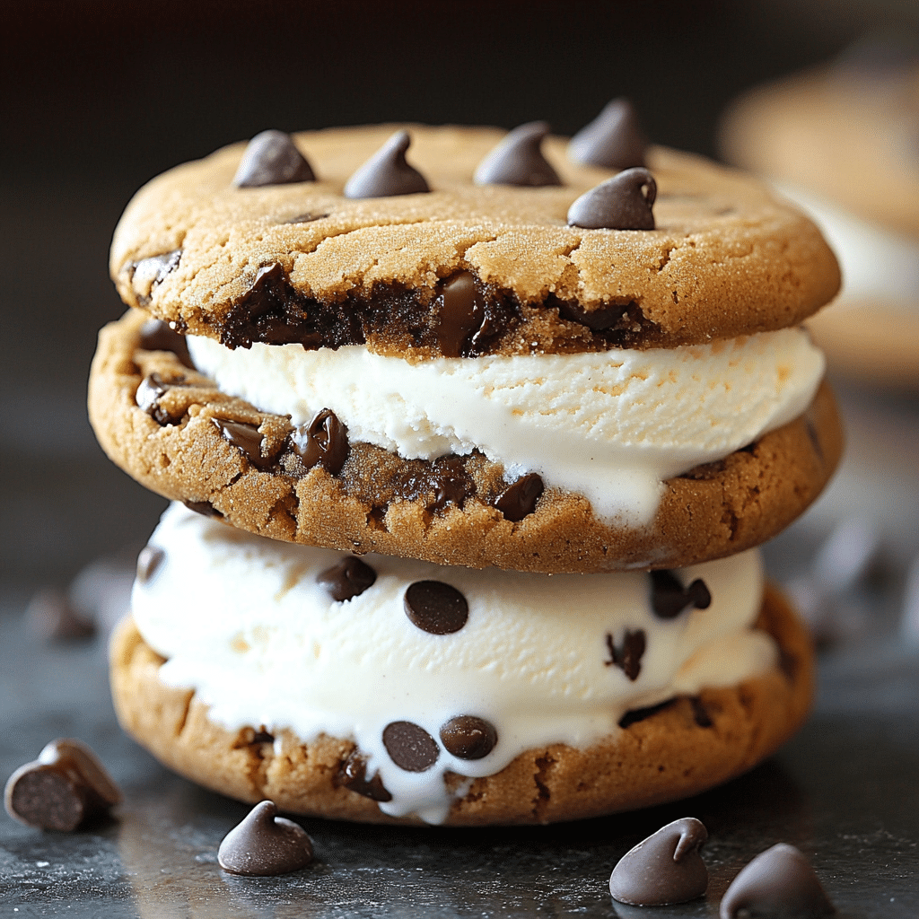 Chocolate Chip Cookie Ice Cream Sandwiches