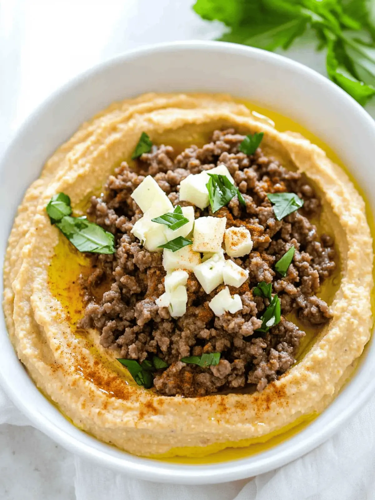 Hummus with Spiced Ground Beef
