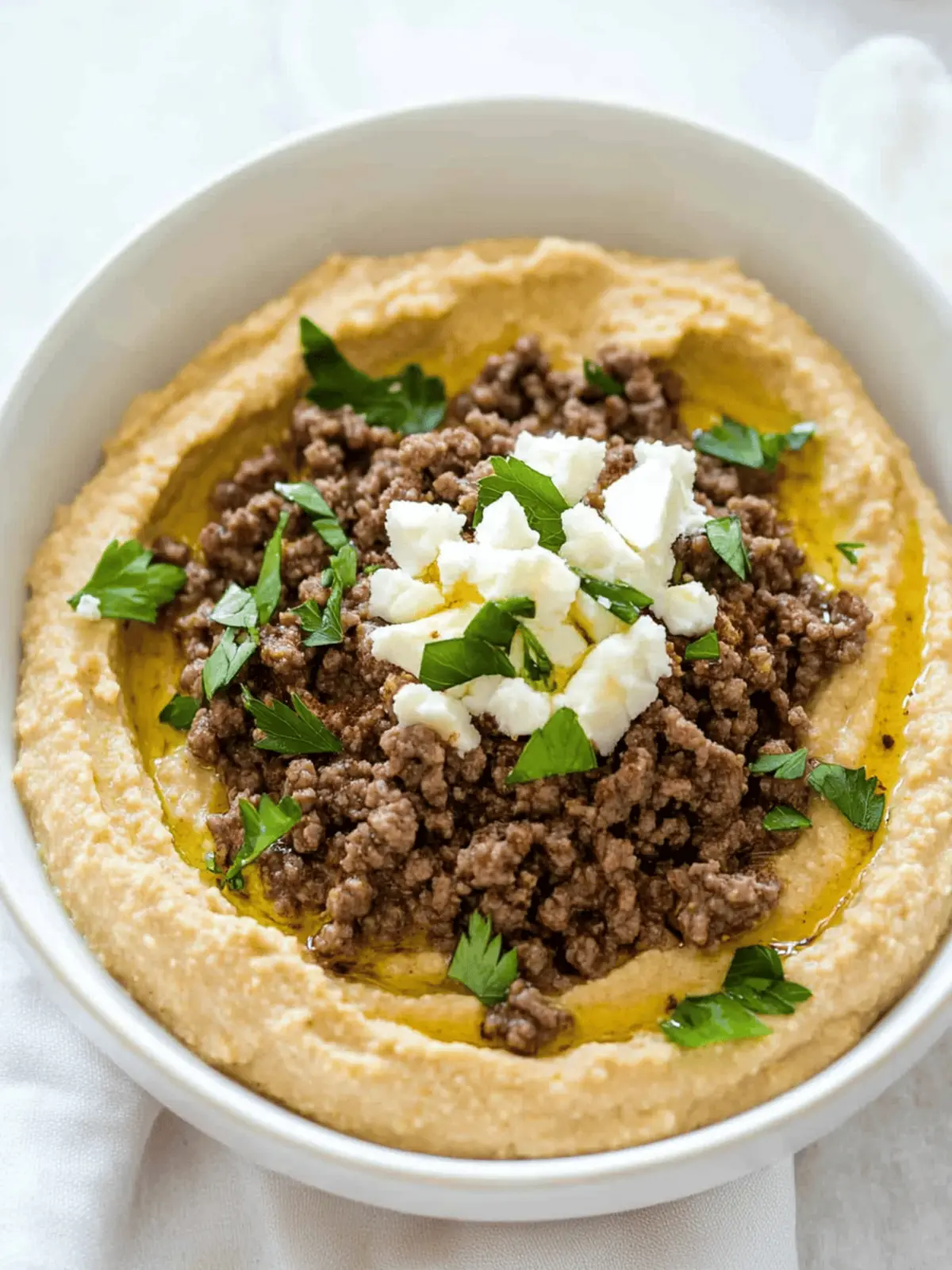 Hummus with Spiced Ground Beef