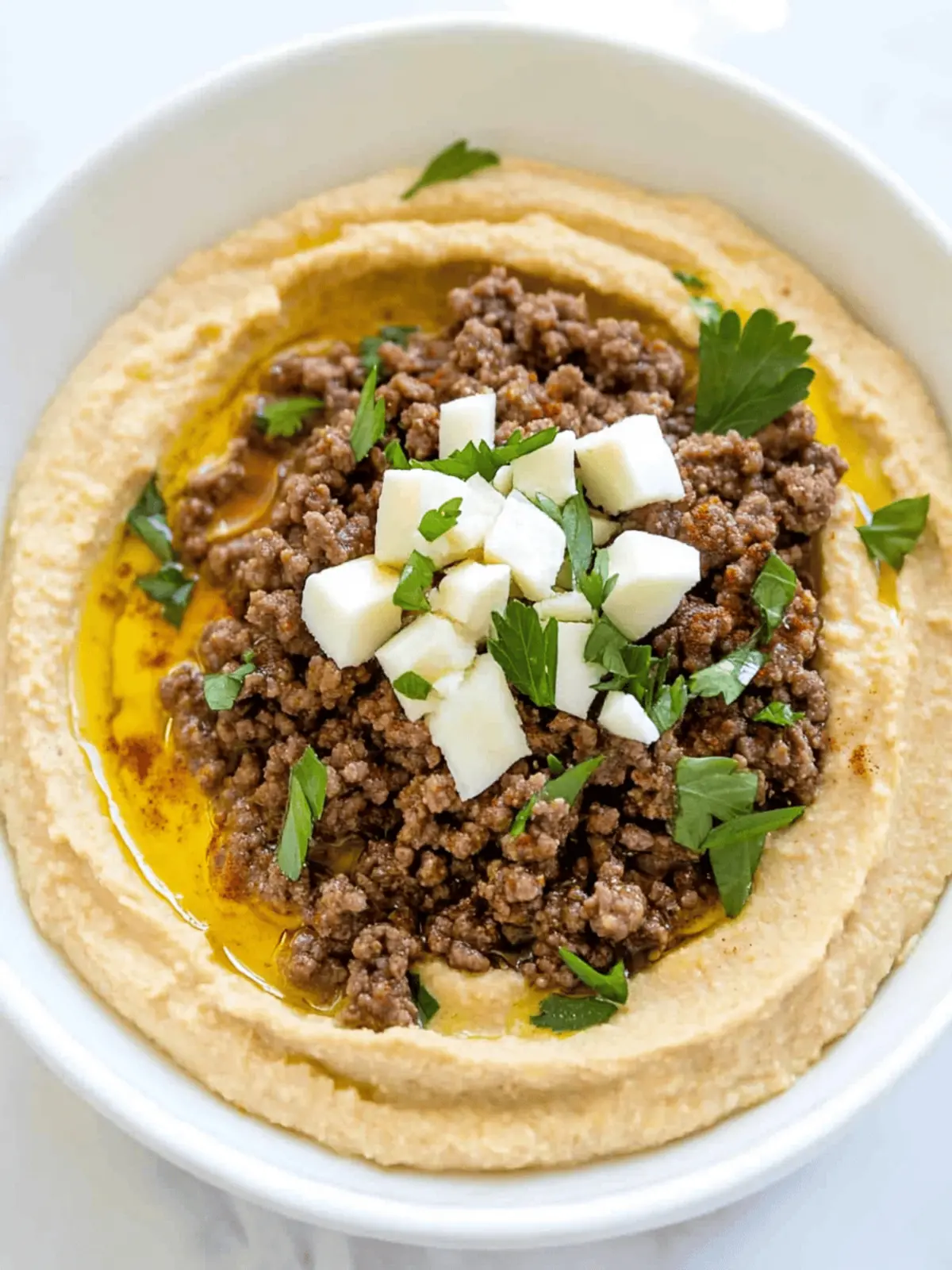 Hummus with Spiced Ground Beef