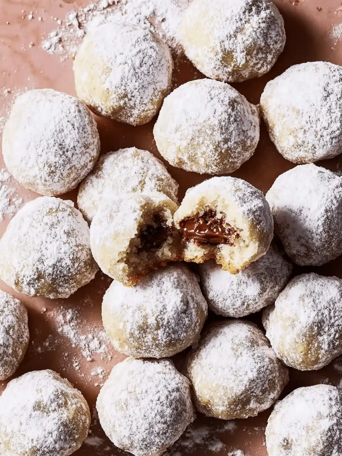 Nutella-Stuffed Snowball Cookies