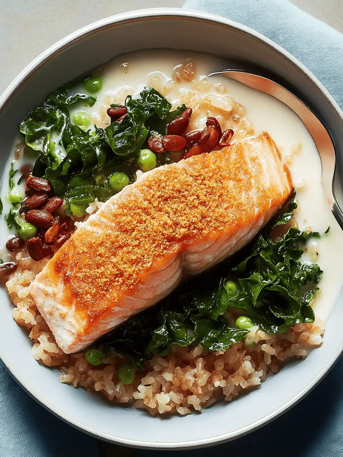Salmon Rice Bowls With Coconut-Ginger Broth