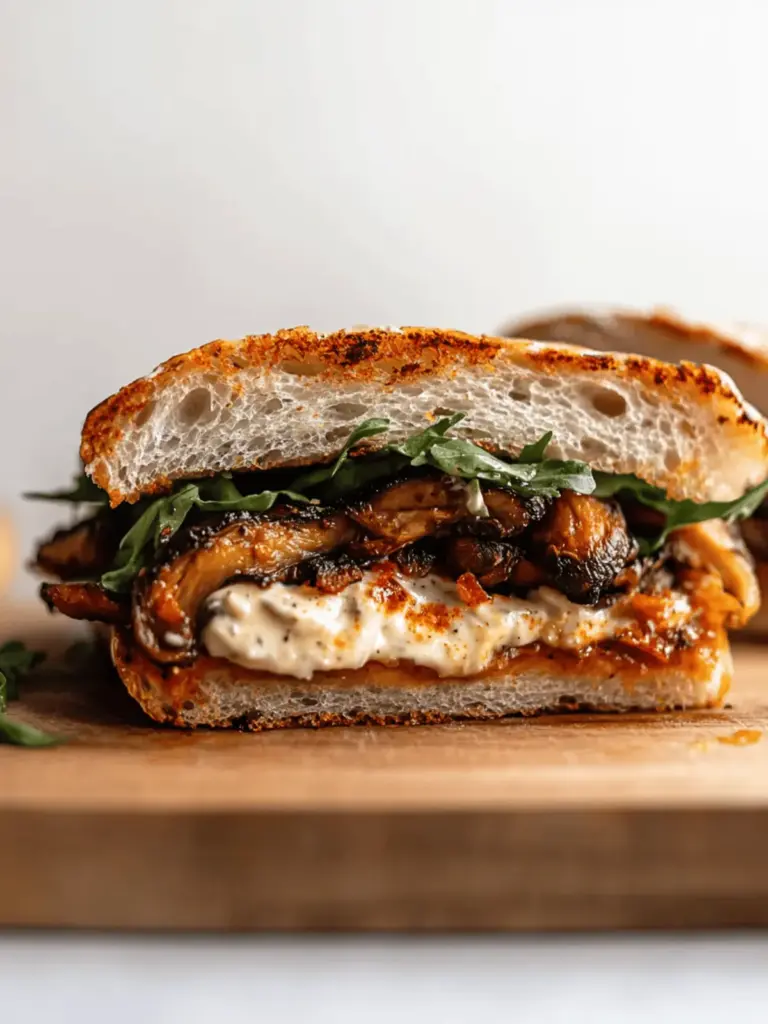 Roasted Mushroom Sandwich with Horseradish Aioli