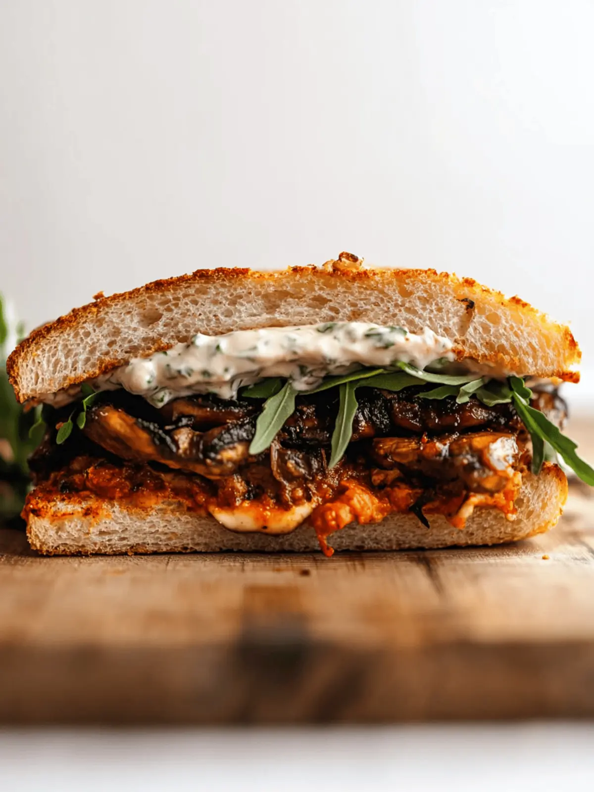 Roasted Mushroom Sandwich with Horseradish Aioli