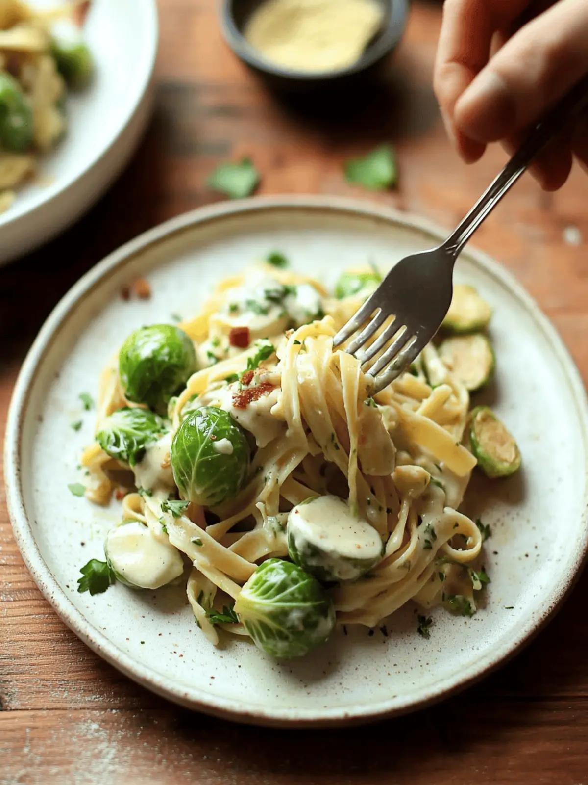 Garlic & White Wine Pasta with Brussels Sprouts