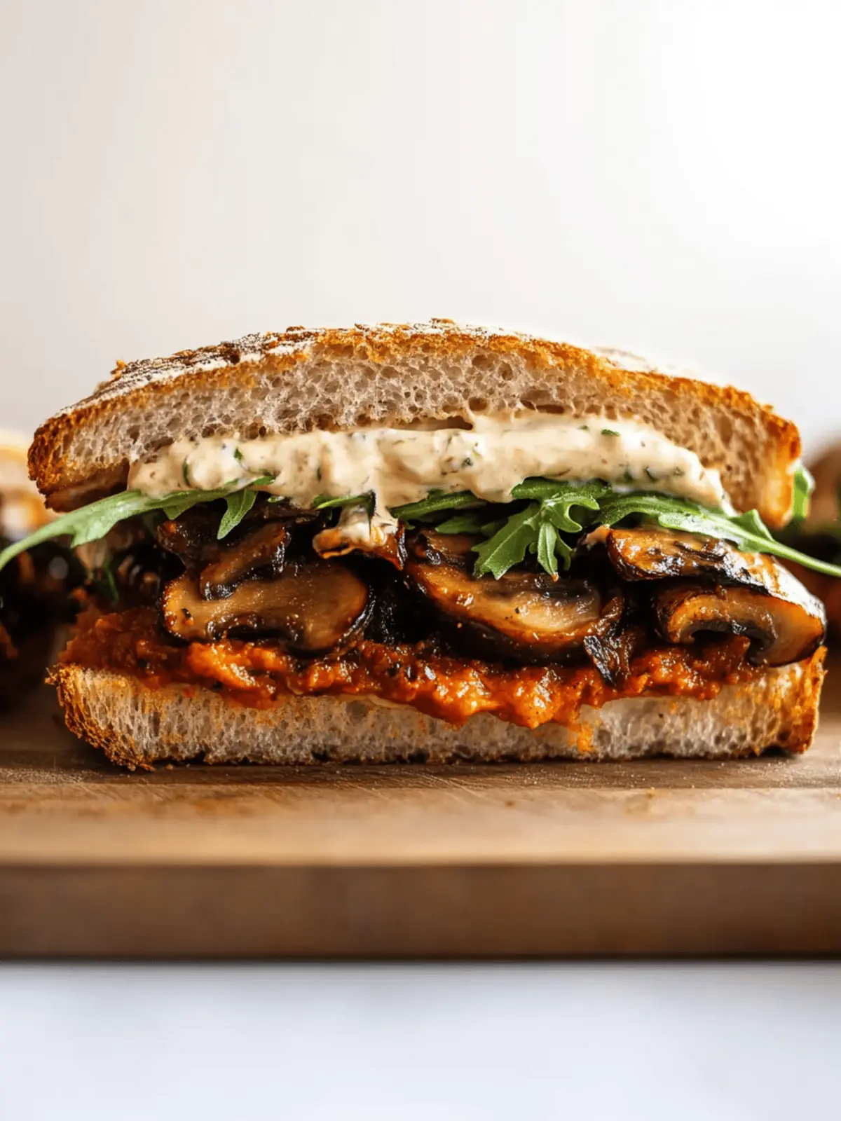 Roasted Mushroom Sandwich with Horseradish Aioli