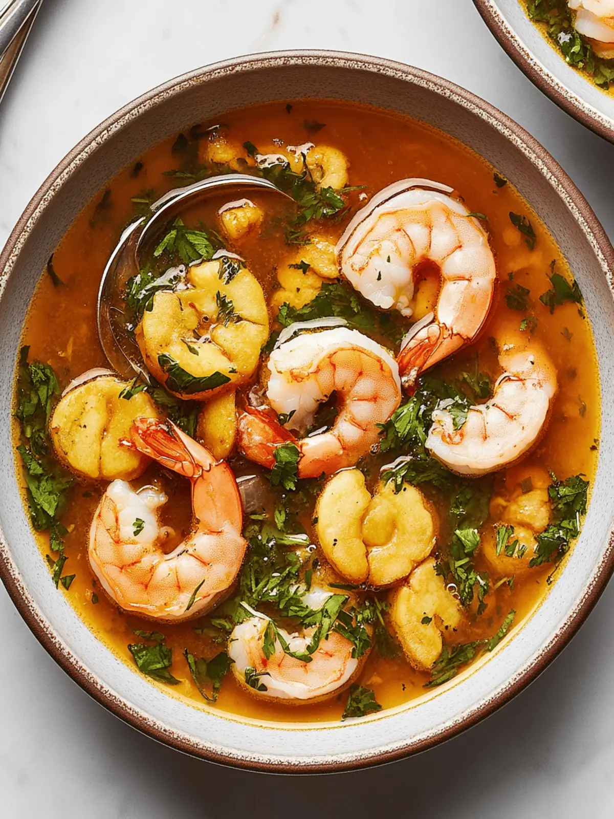 Shrimp With Chochoyotes in Smoky, Herby Broth