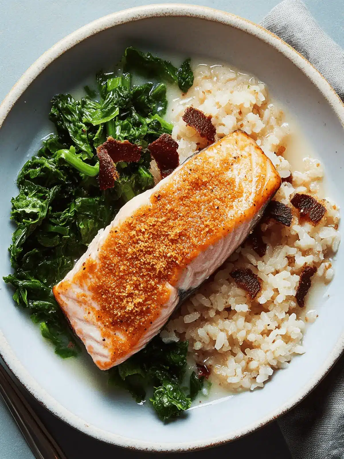 Salmon Rice Bowls With Coconut-Ginger Broth