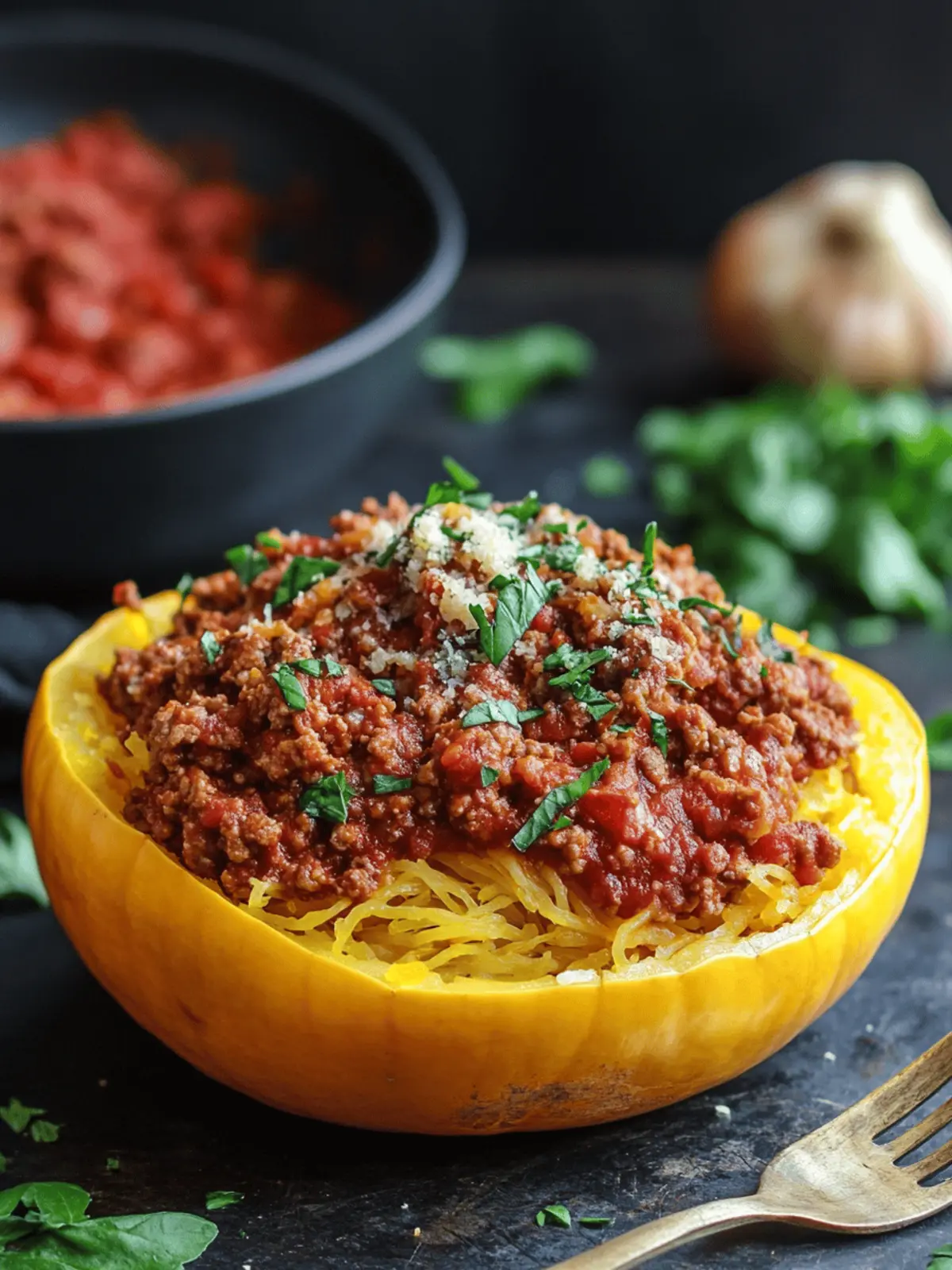 Spaghetti Squash with Meat Sauce (Whole 30 and Paleo Compliant)
