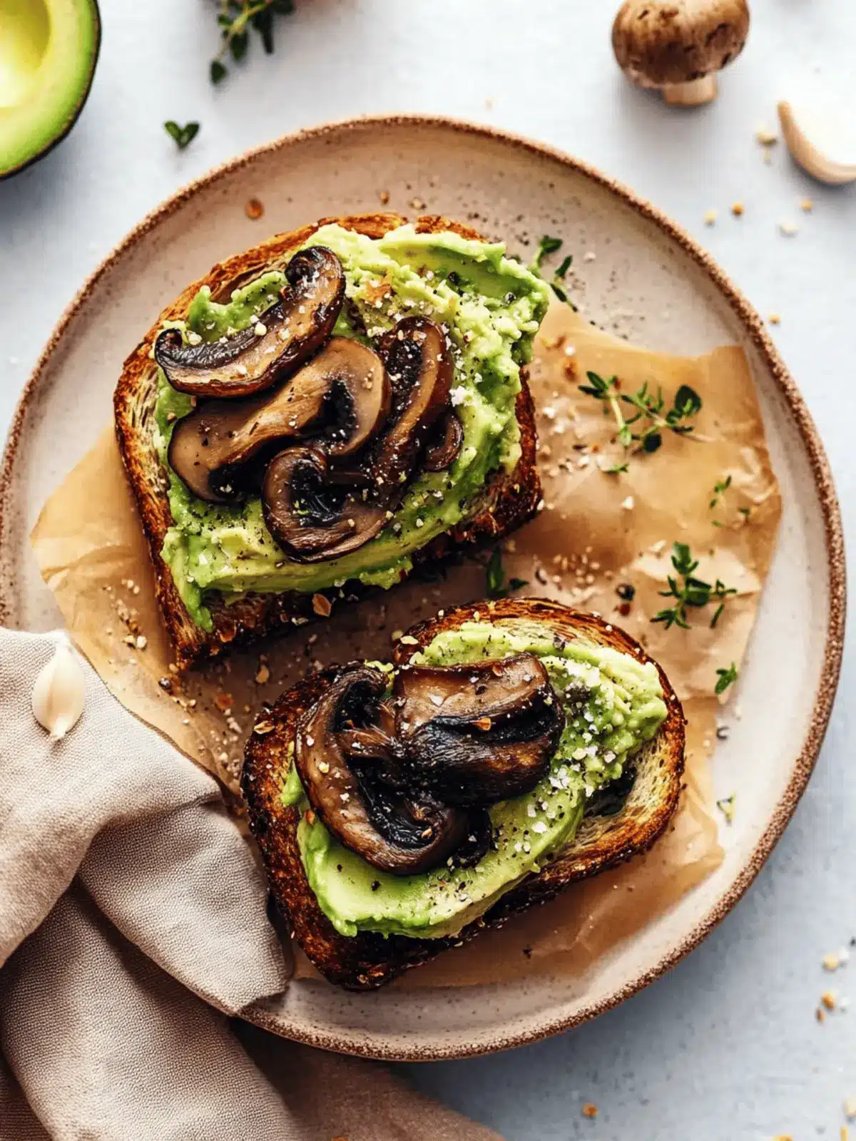 10-Minute Mushroom Avocado Toast