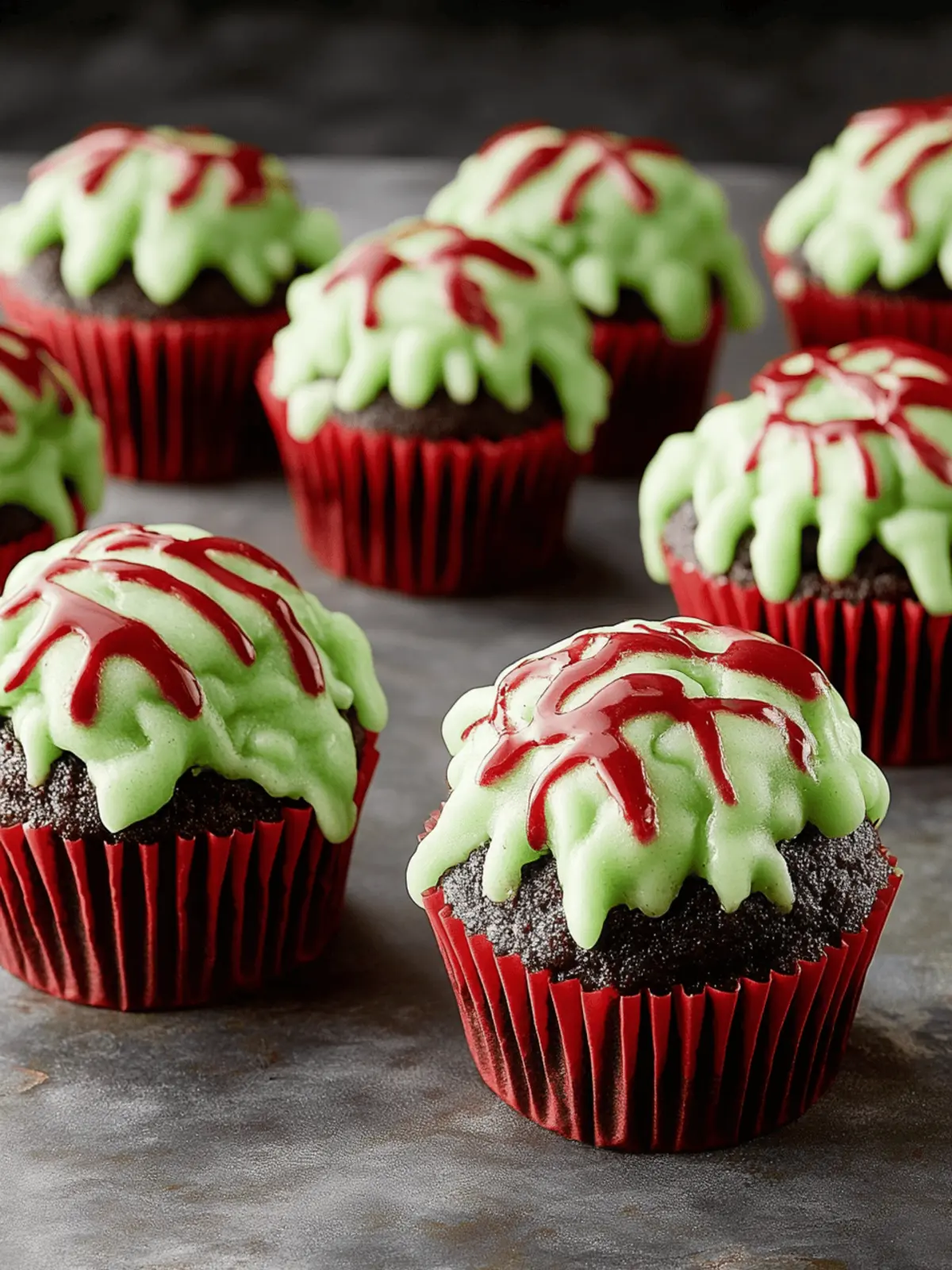 Zombie Brain Cupcakes