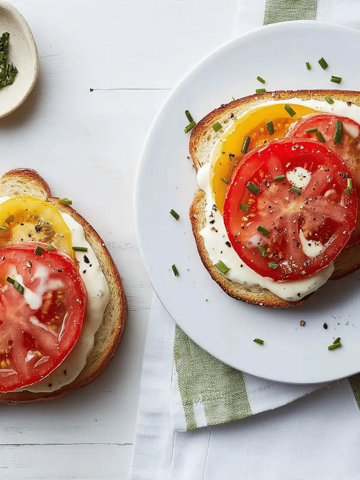 Classic Tomato Toast with Mayonnaise and Chives