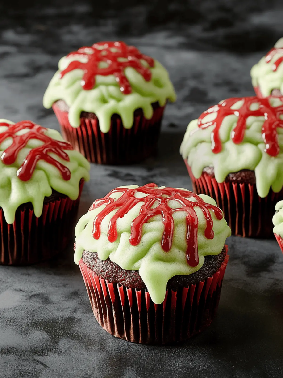 Zombie Brain Cupcakes