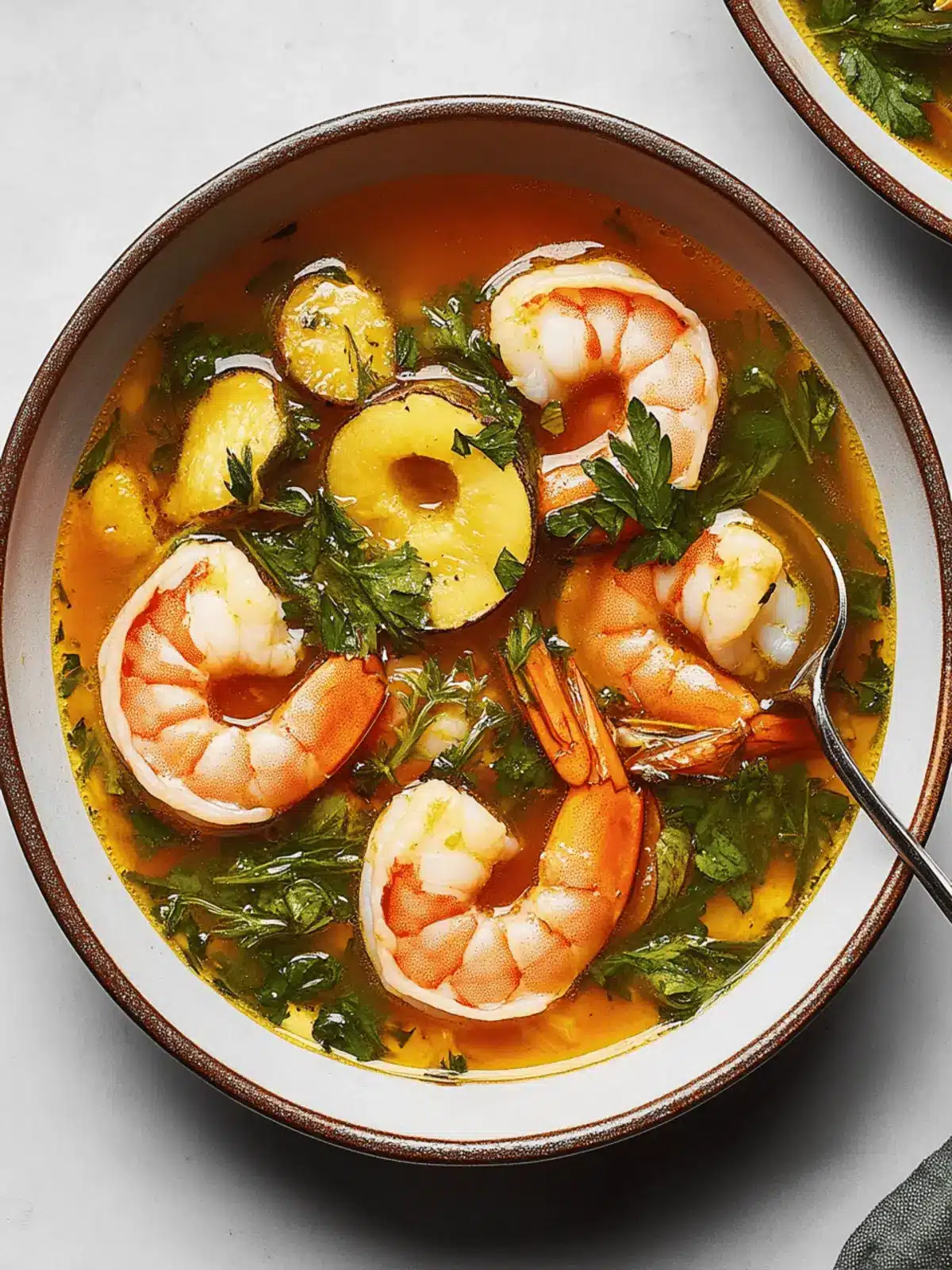 Shrimp With Chochoyotes in Smoky, Herby Broth