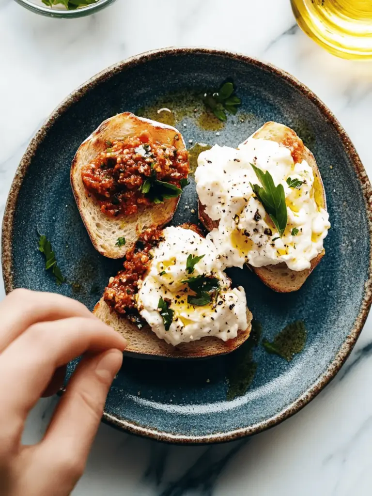 Zaalouk Toasts with Burrata
