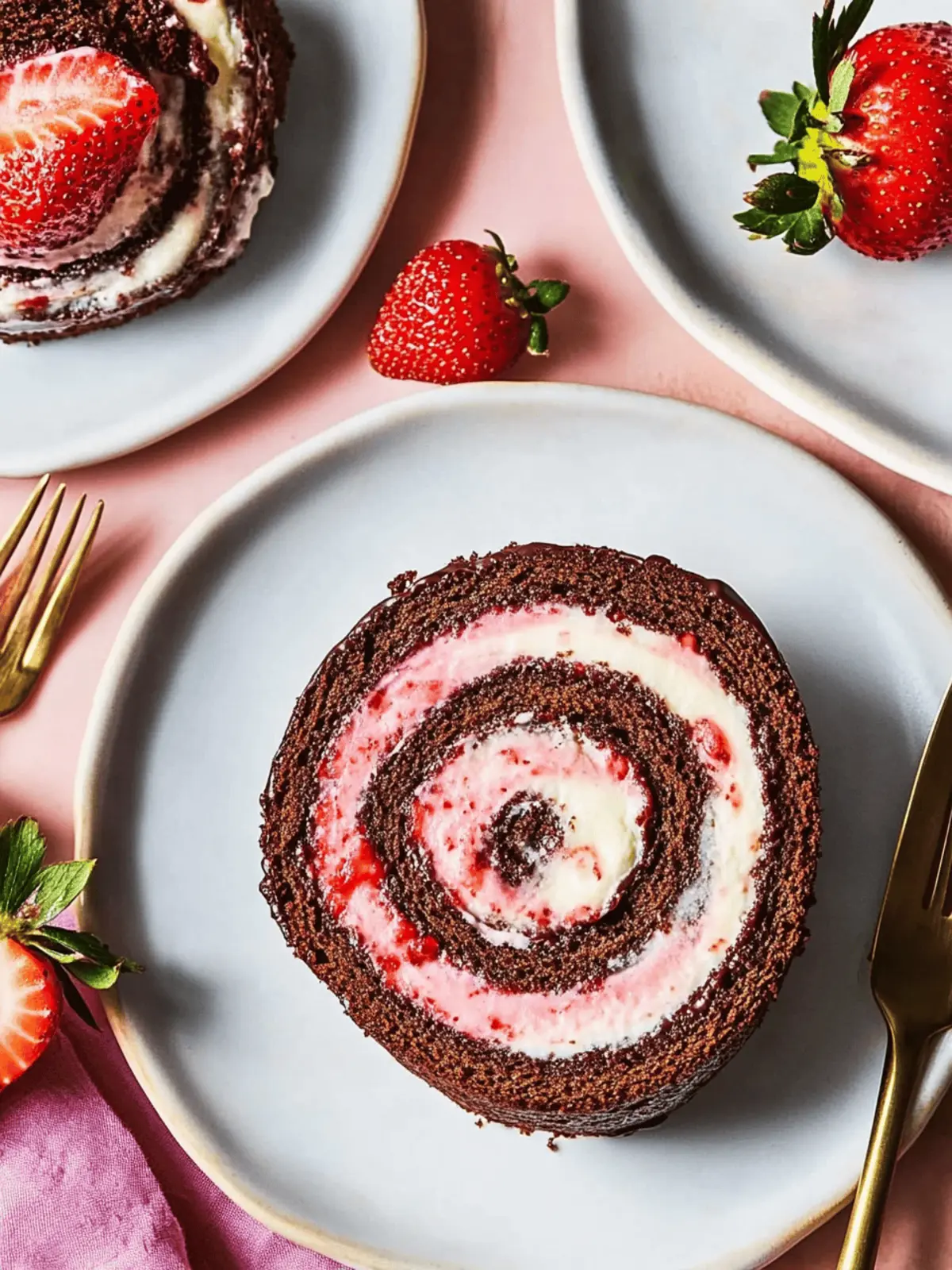 Chocolate-Covered Strawberry Swiss Roll Cake