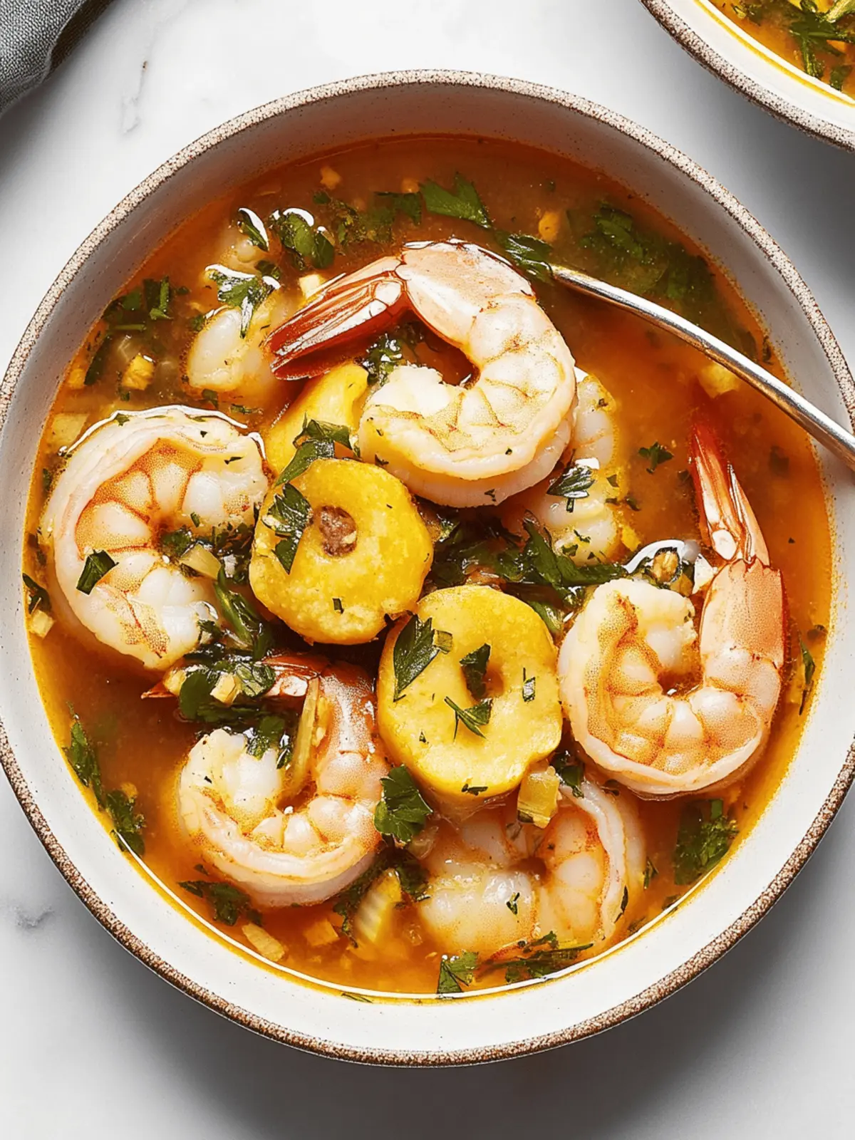 Shrimp With Chochoyotes in Smoky, Herby Broth