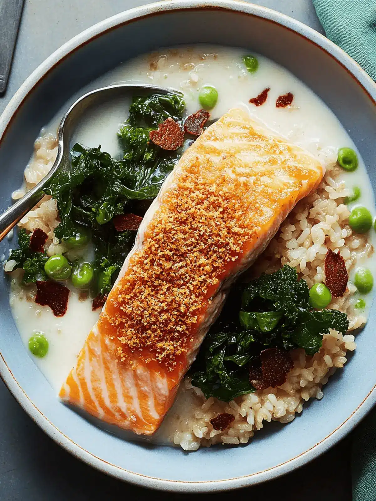 Salmon Rice Bowls With Coconut-Ginger Broth