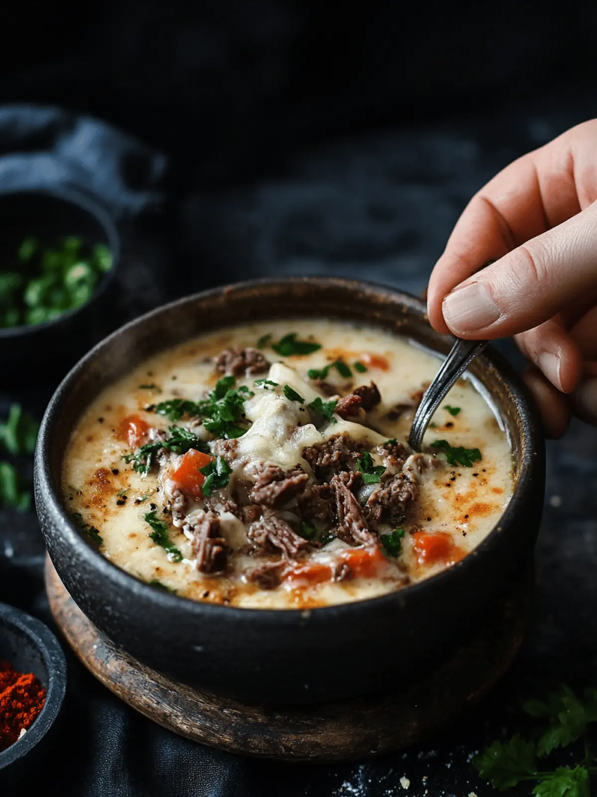 Philly Cheesesteak Soup