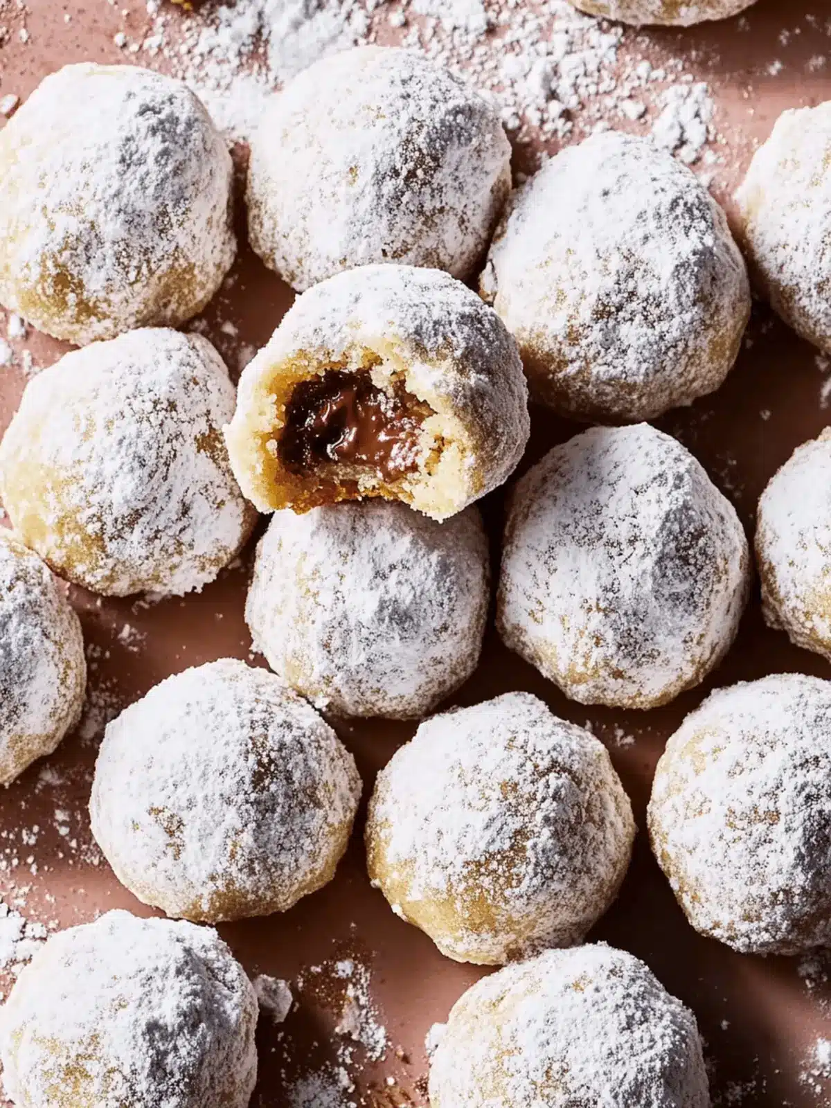 Nutella-Stuffed Snowball Cookies