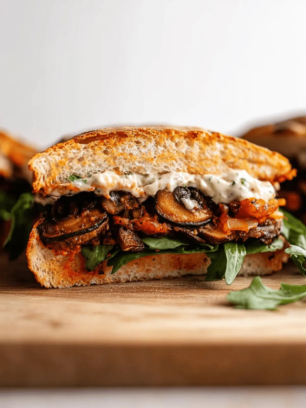 Roasted Mushroom Sandwich with Horseradish Aioli