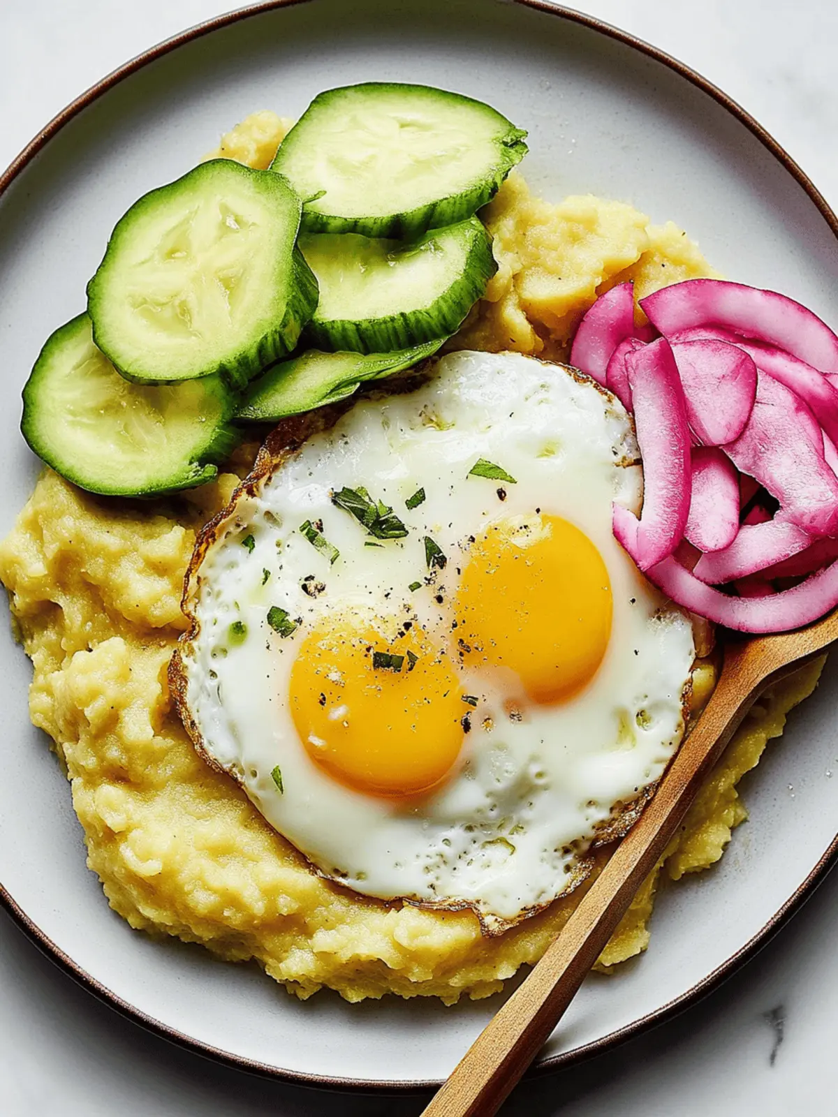 Mashed Plantains With Fried Eggs (Mangú de Plátanos)