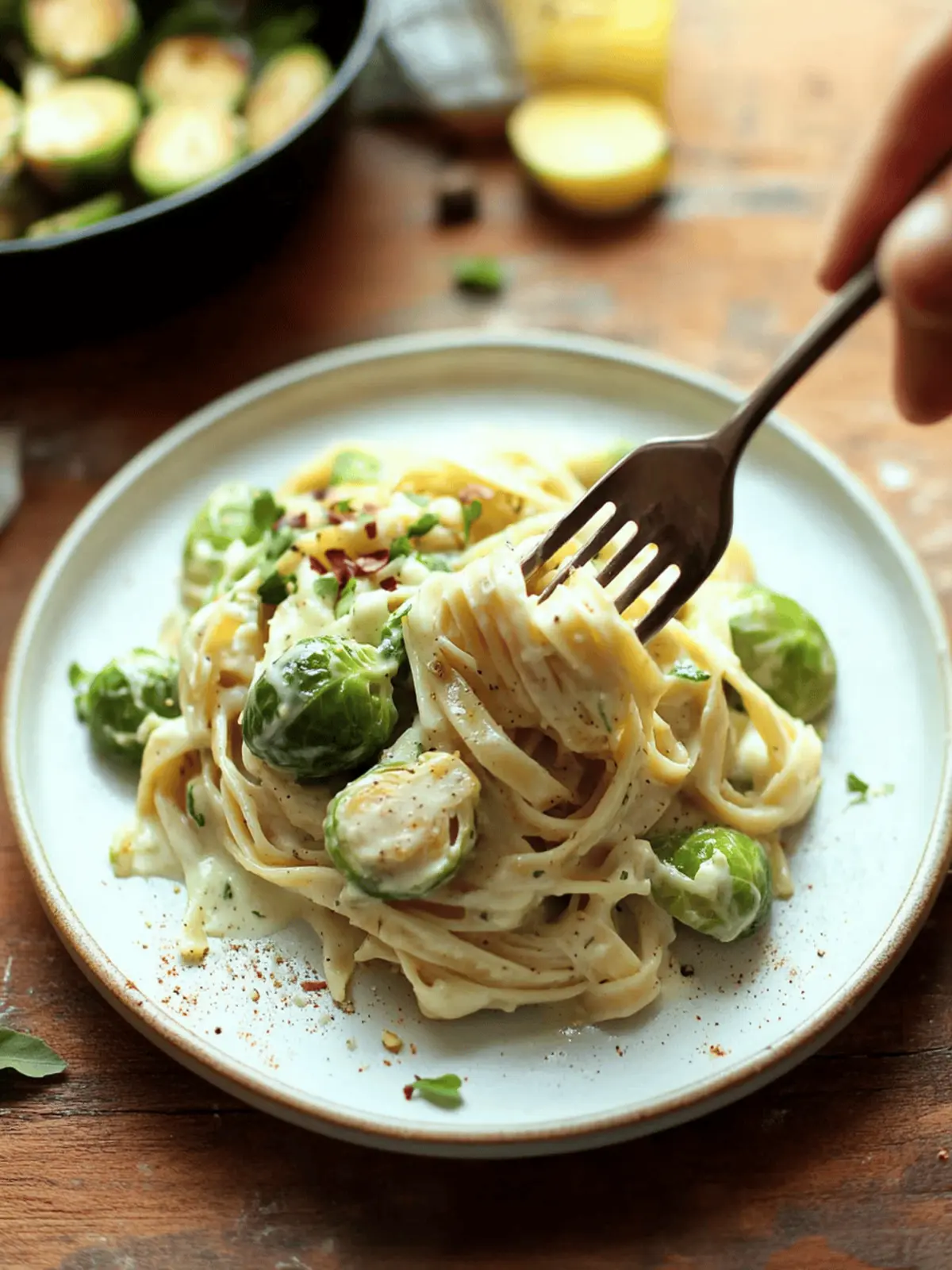 Garlic & White Wine Pasta with Brussels Sprouts
