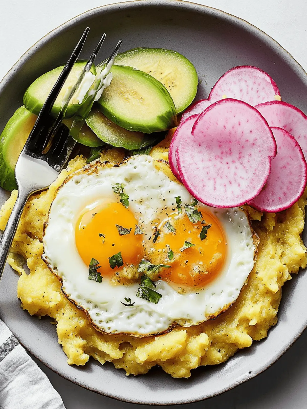 Mashed Plantains With Fried Eggs (Mangú de Plátanos)