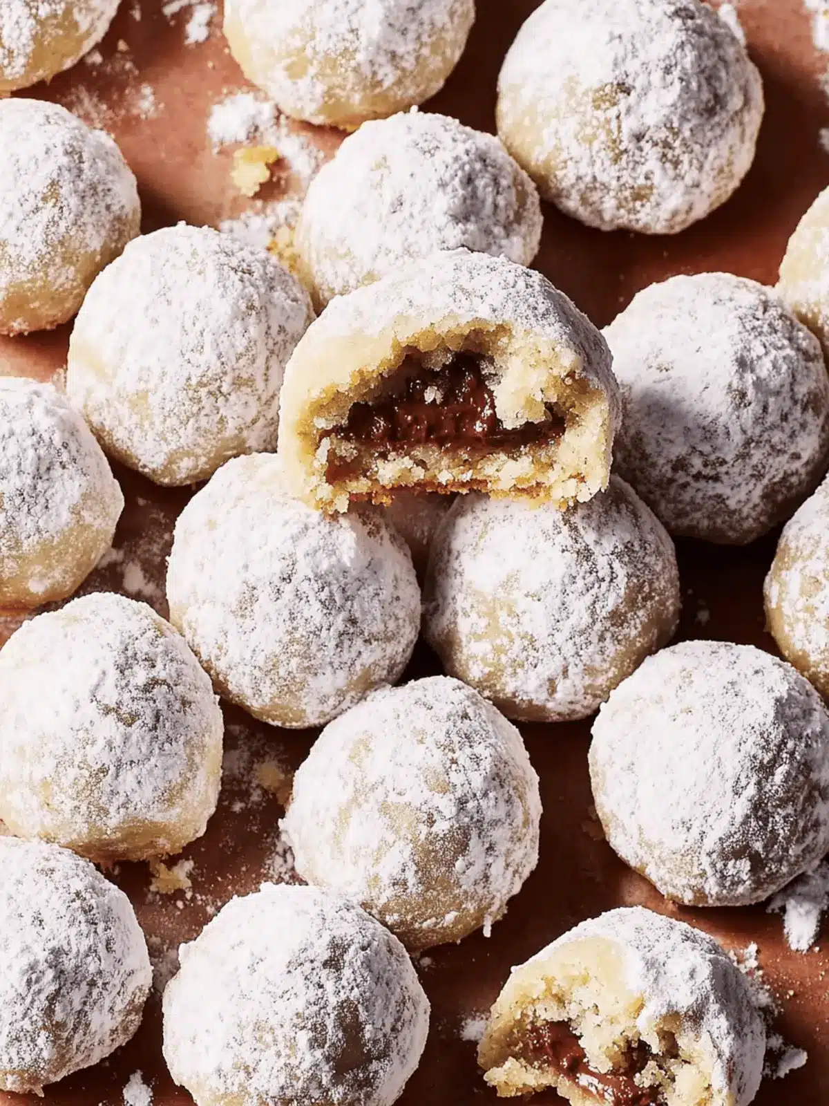Nutella-Stuffed Snowball Cookies