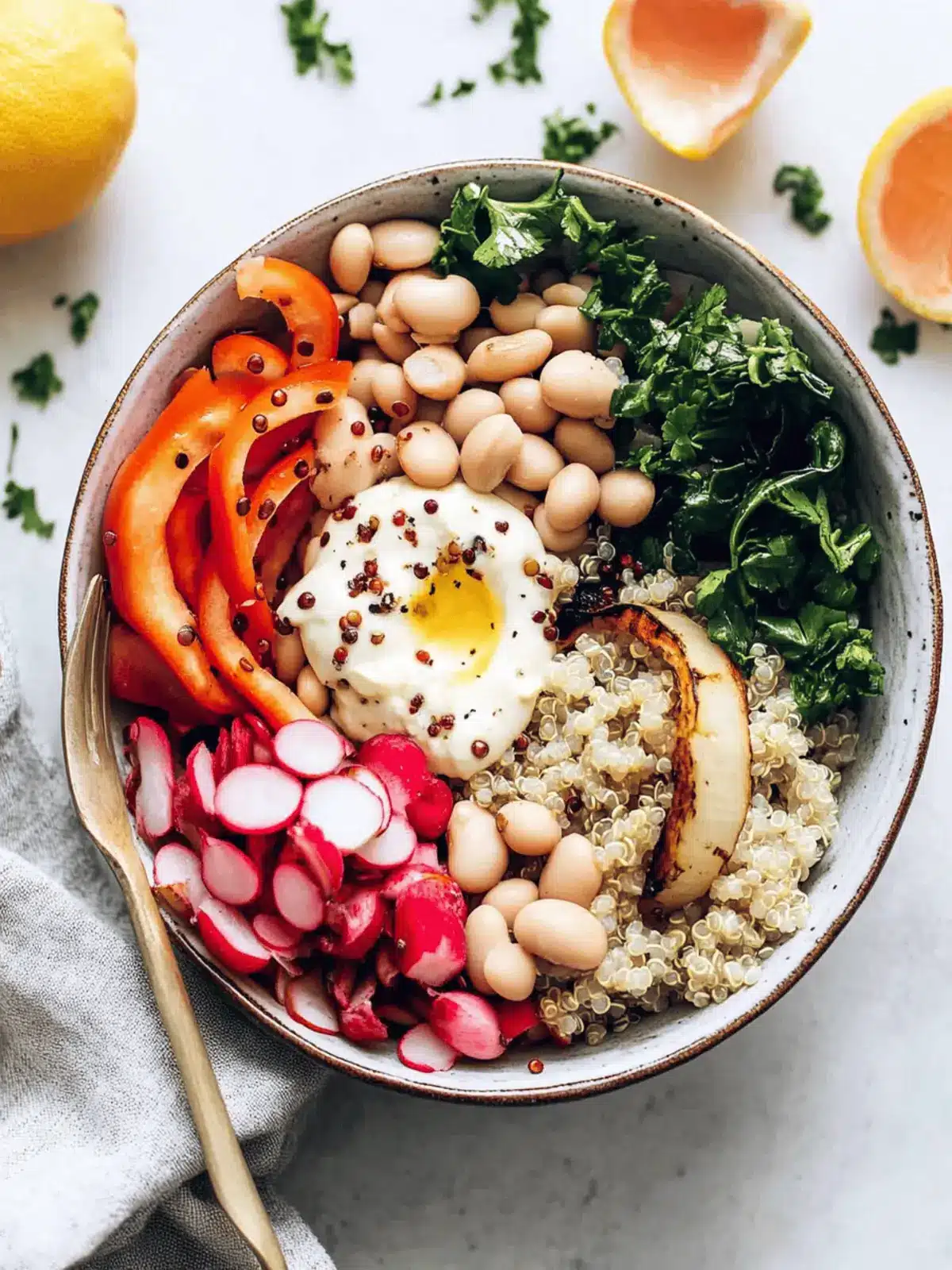Spring Buddha Bowl with Quinoa & Lemony White Beans