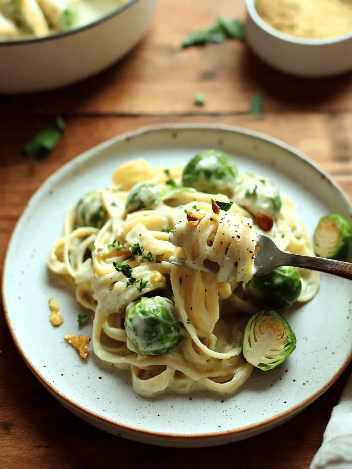 Garlic & White Wine Pasta with Brussels Sprouts