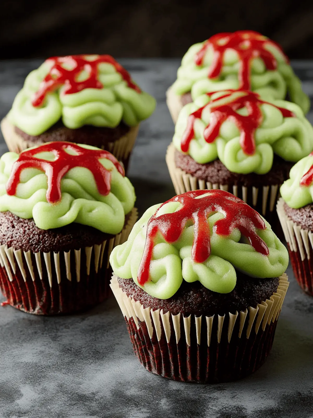 Zombie Brain Cupcakes