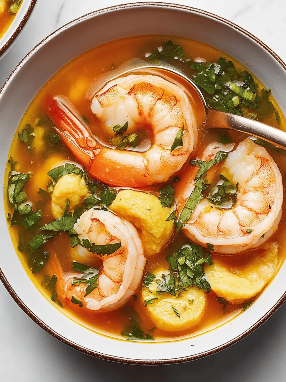 Shrimp With Chochoyotes in Smoky, Herby Broth
