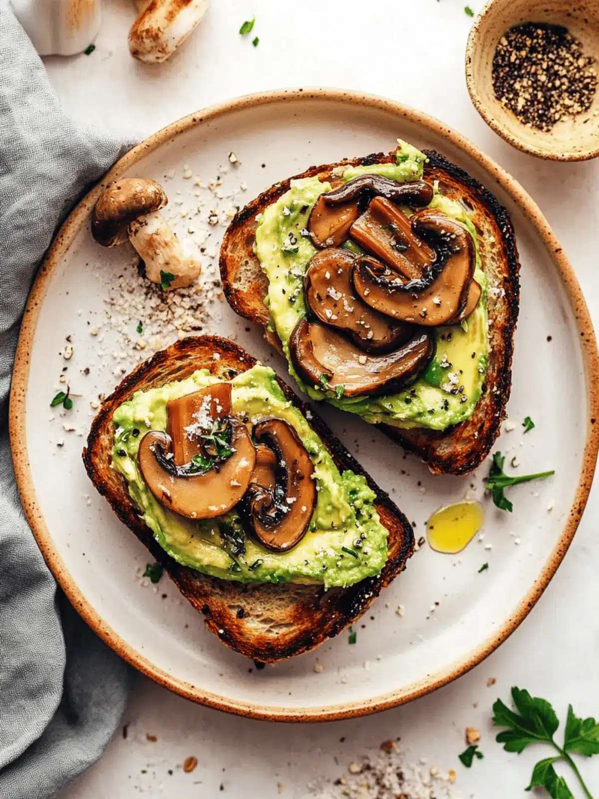 10-Minute Mushroom Avocado Toast