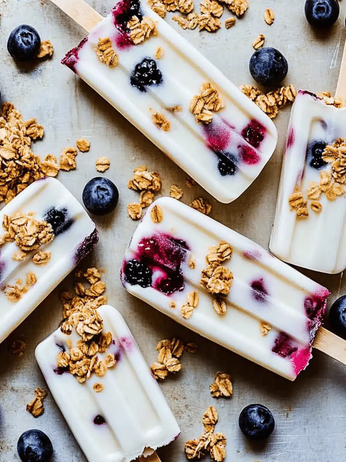 Breakfast Yogurt Pops with Fruit and Granola