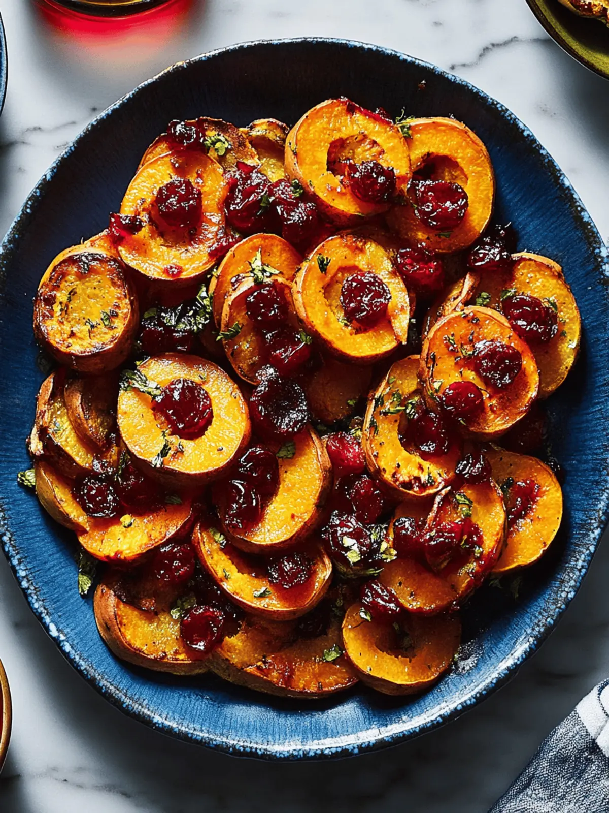Roasted Sweet Potato and Delicata Squash With Cranberry Agrodolce Bliss 2 Roasted Sweet Potato and Delicata Squash With Cranberry Agrodolce
