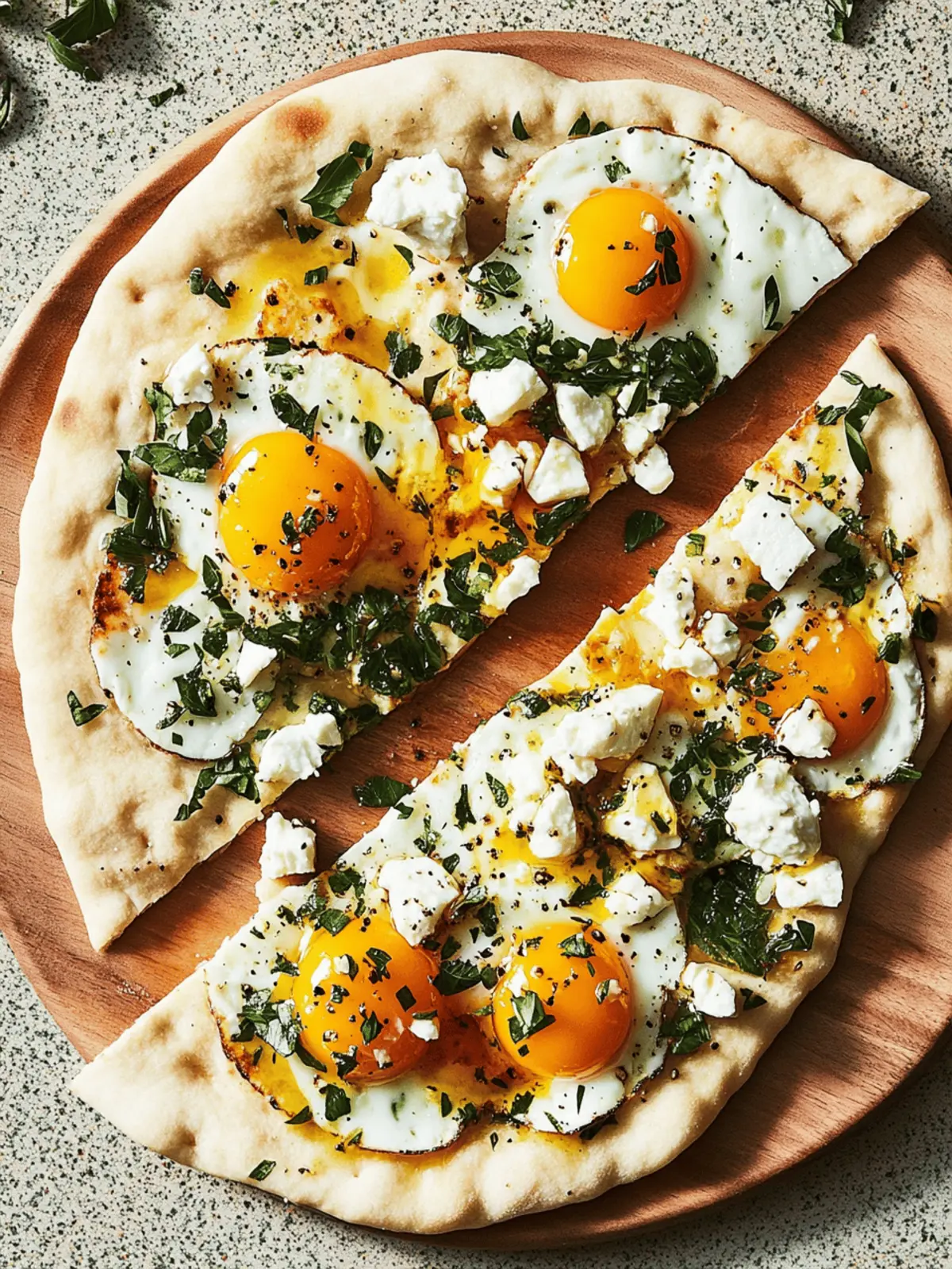 Jammy Eggs and Feta Flatbreads with Herbs