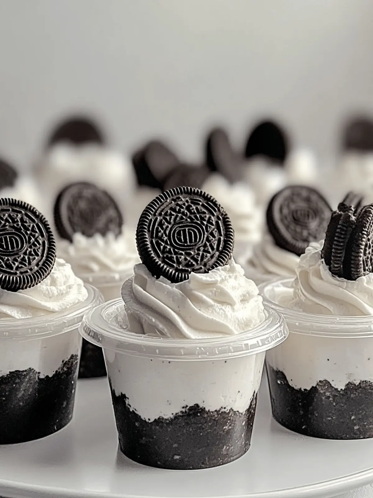 Mini Oreo Dessert Cups with Whipped Cream Cheese Filling Delight