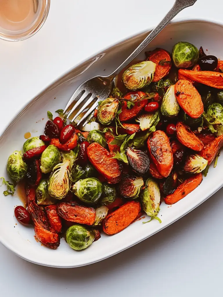 Roasted Carrot, Brussels Sprout, and Cranberry Salad