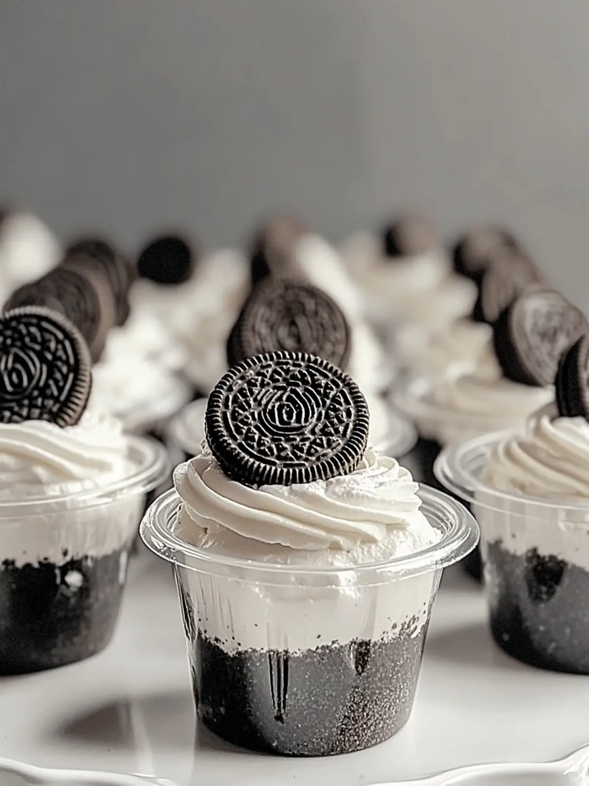 Mini Oreo Dessert Cups with Whipped Cream Cheese Filling Delight