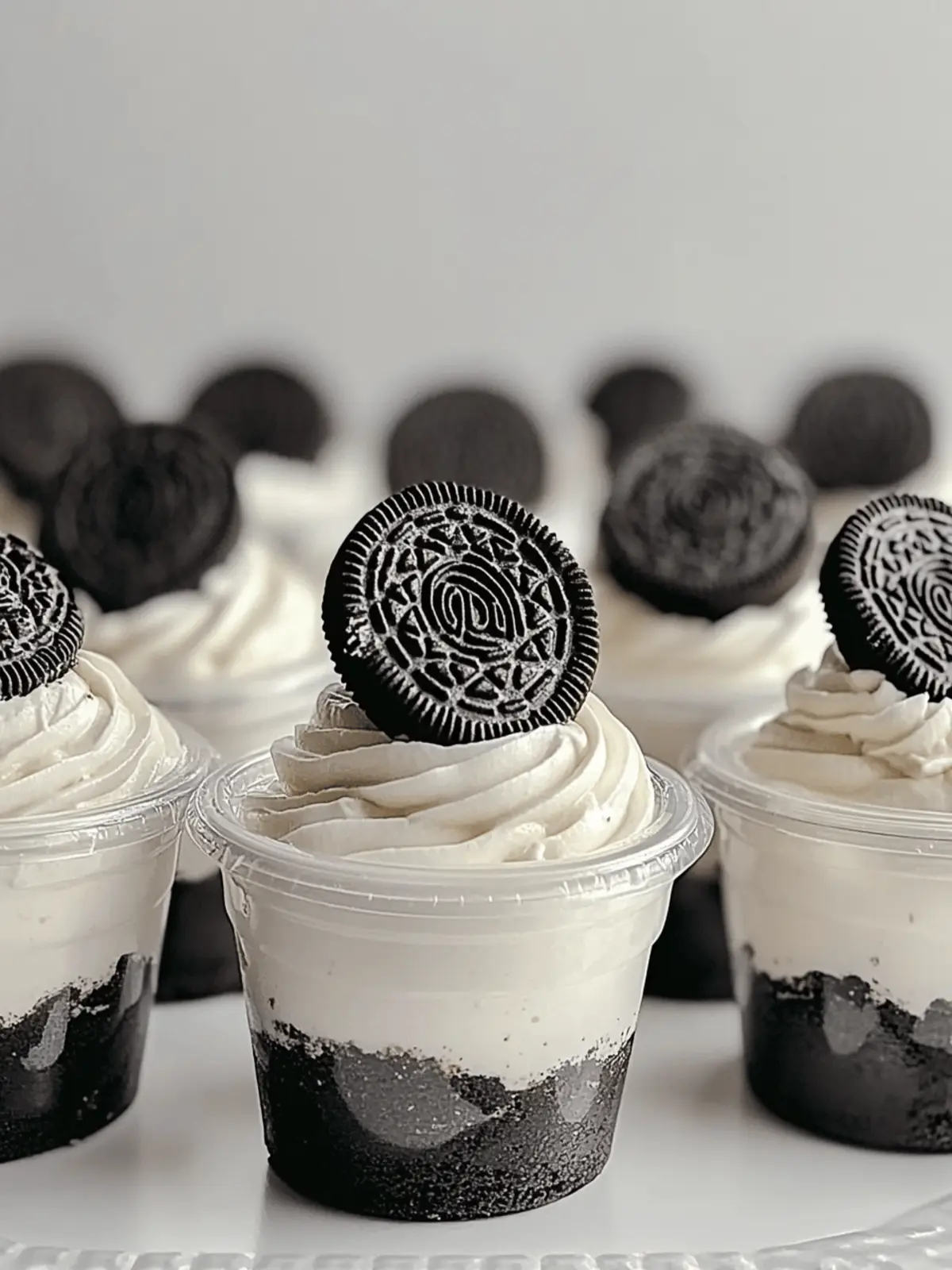 Mini Oreo Dessert Cups with Whipped Cream Cheese Filling Delight
