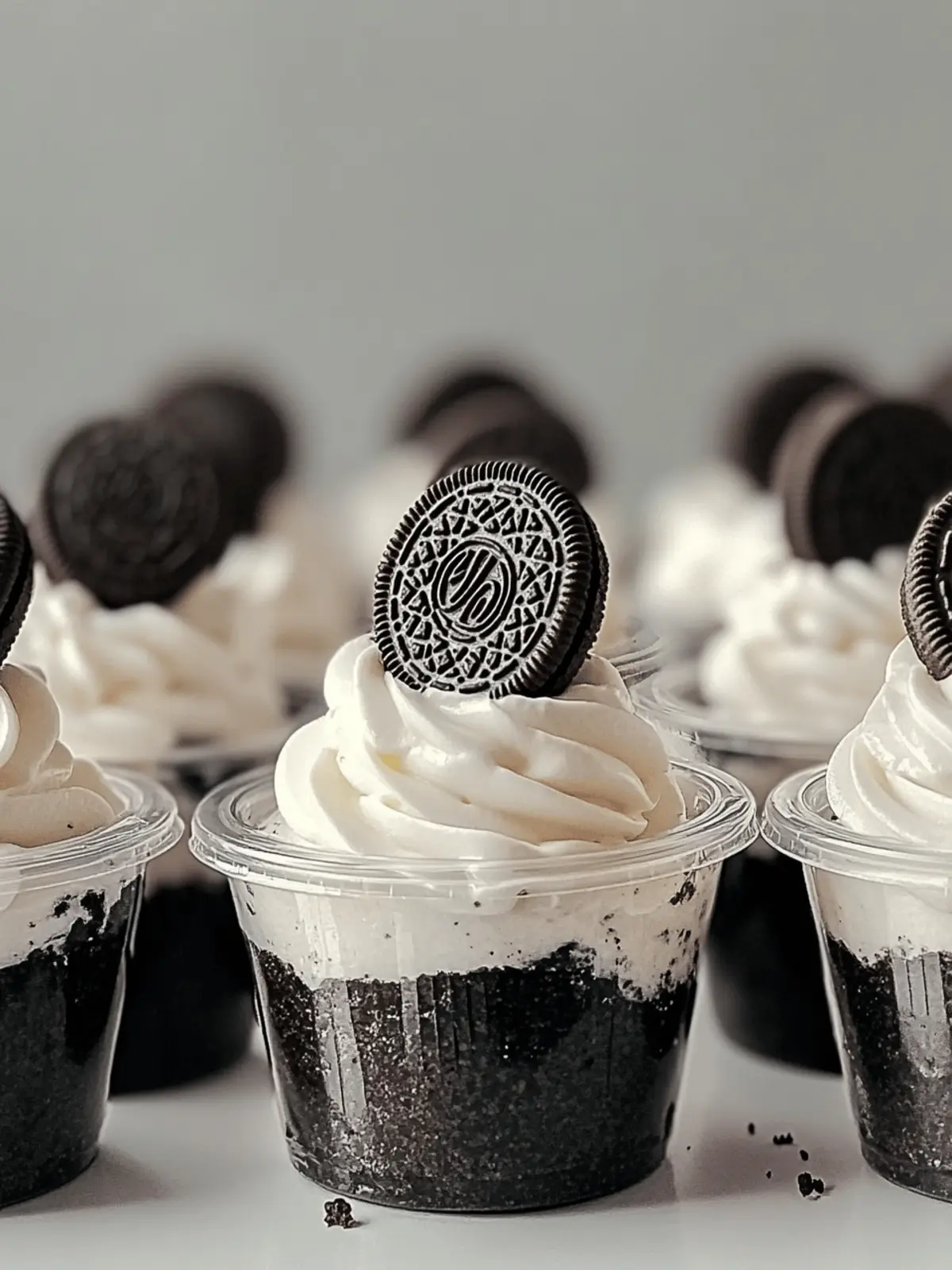 Mini Oreo Dessert Cups with Whipped Cream Cheese Filling Delight