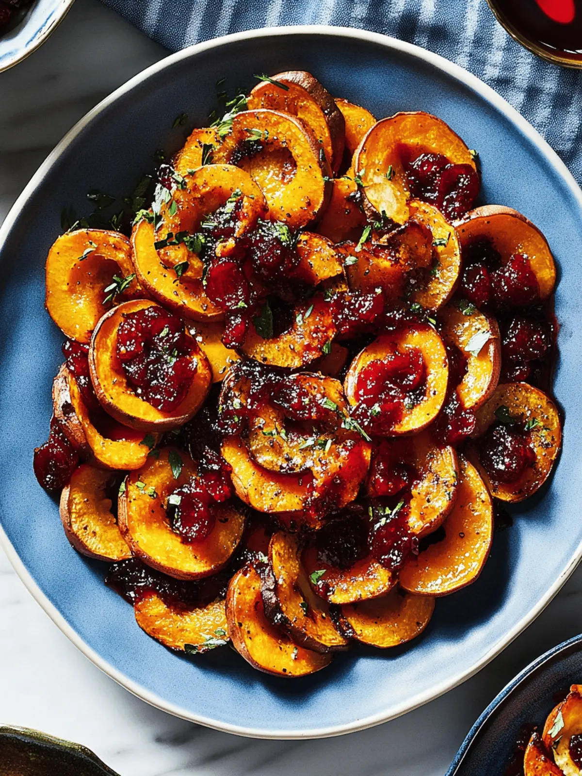 Roasted Sweet Potato and Delicata Squash With Cranberry Agrodolce Bliss 3 Roasted Sweet Potato and Delicata Squash With Cranberry Agrodolce
